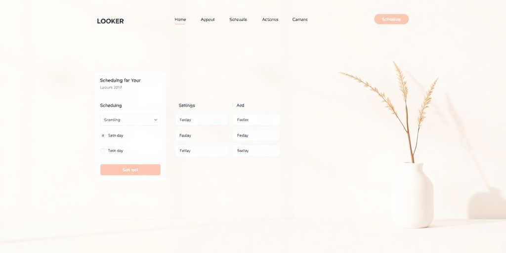 Minimalist pastel scheduling page design.