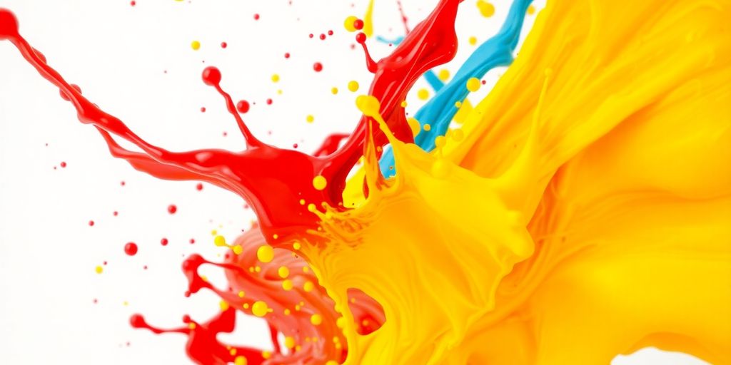 Vibrant primary colors swirl together in an artistic blend.