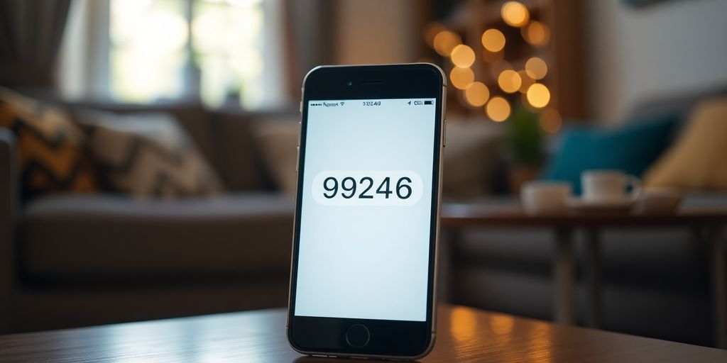 Smartphone with 95246 text message notification.