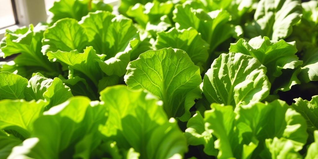 Vibrant indoor lettuce thriving in a sunny window.