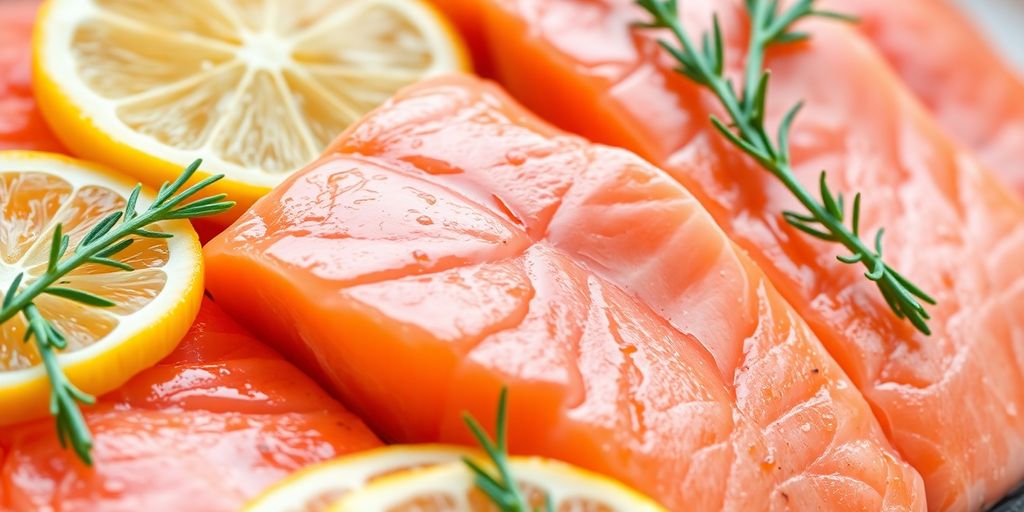 Fillet of salmon with lemon and herbs.