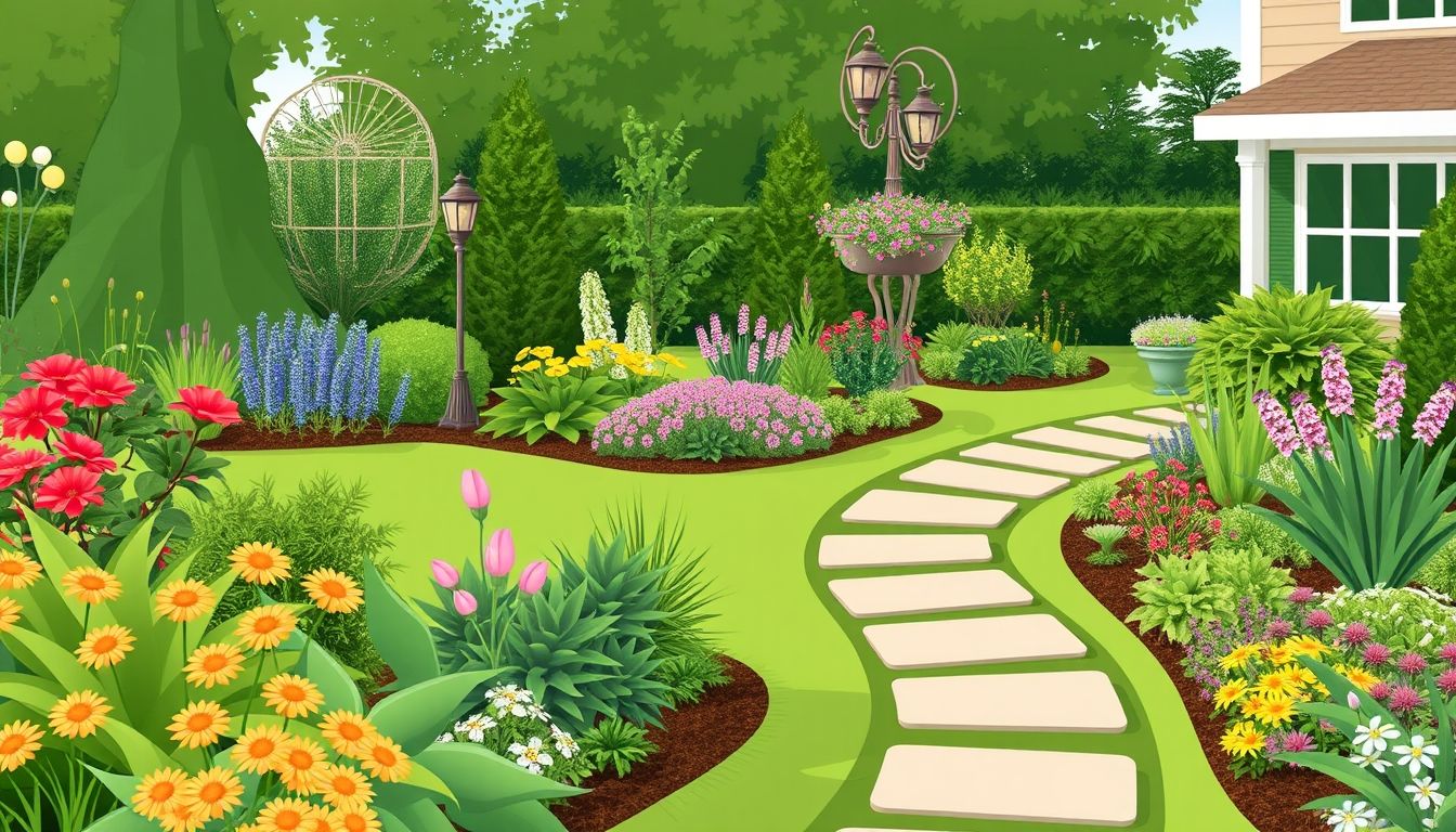 Beautifully landscaped garden with plants and pathway