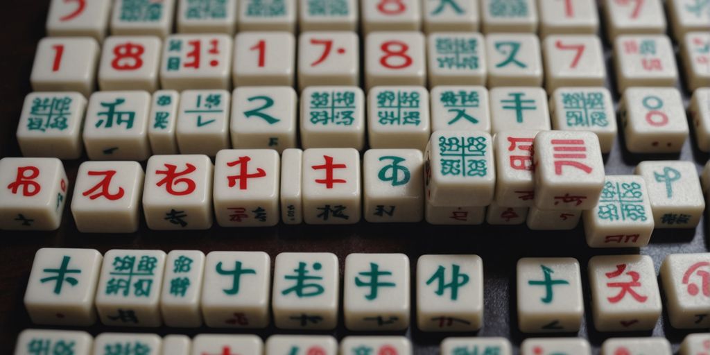 Mahjong tiles with numbers in a grid layout.