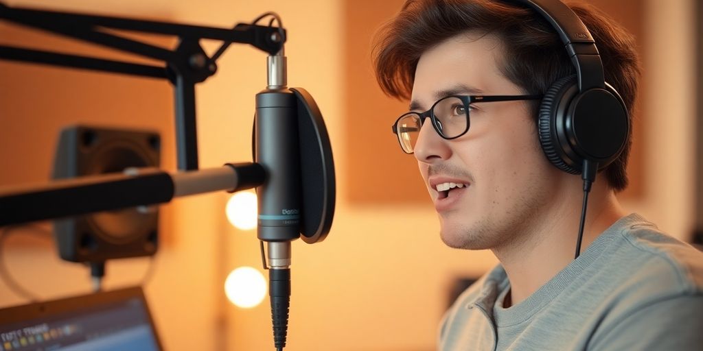 Voice actor in home studio