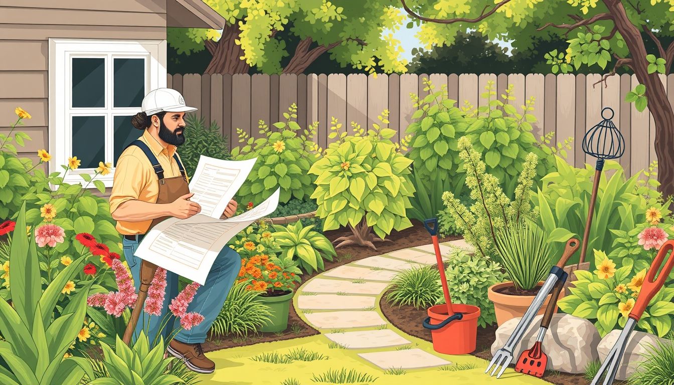 Landscaper discussing plans with homeowner