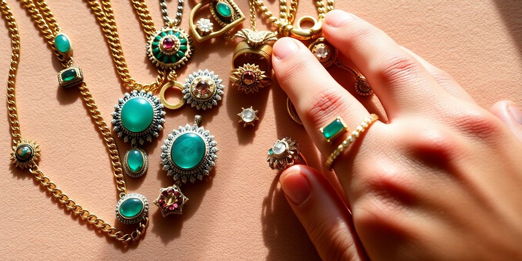 Détails de bijoux précieux hérités.