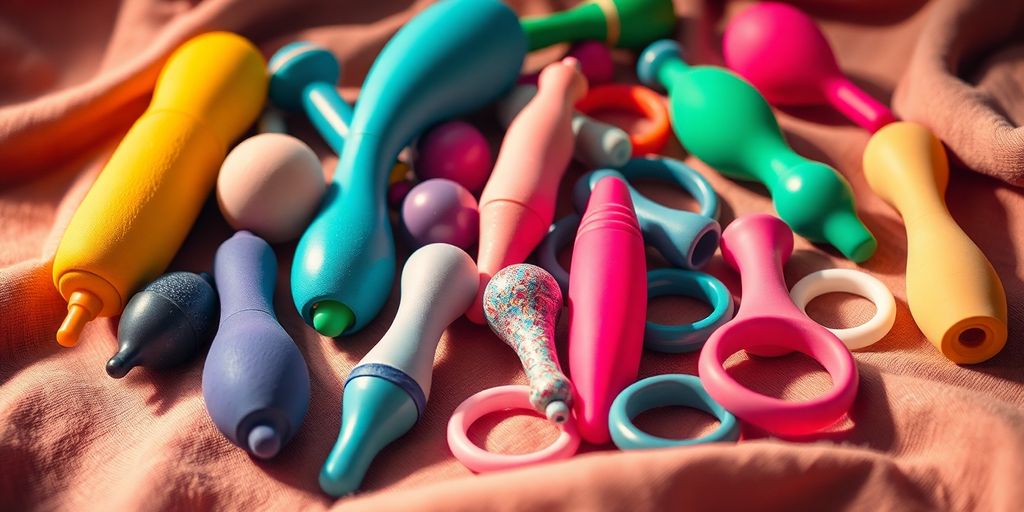 Assorted affordable vibrators, realistic dildos, and pleasure rings.