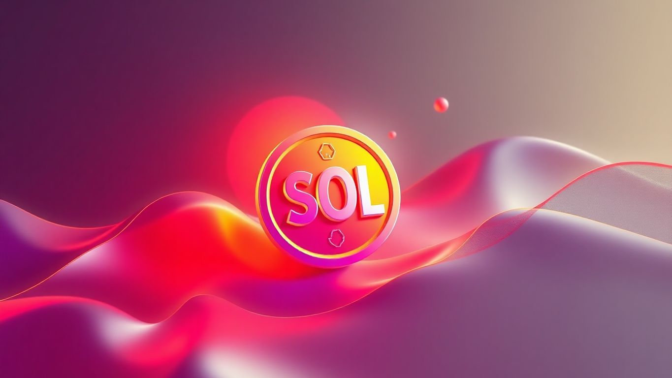 SOL token glowing amidst digital currency.