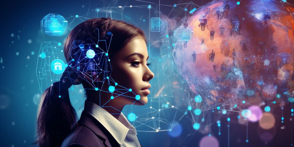 team collaborating with AI tools in a modern office