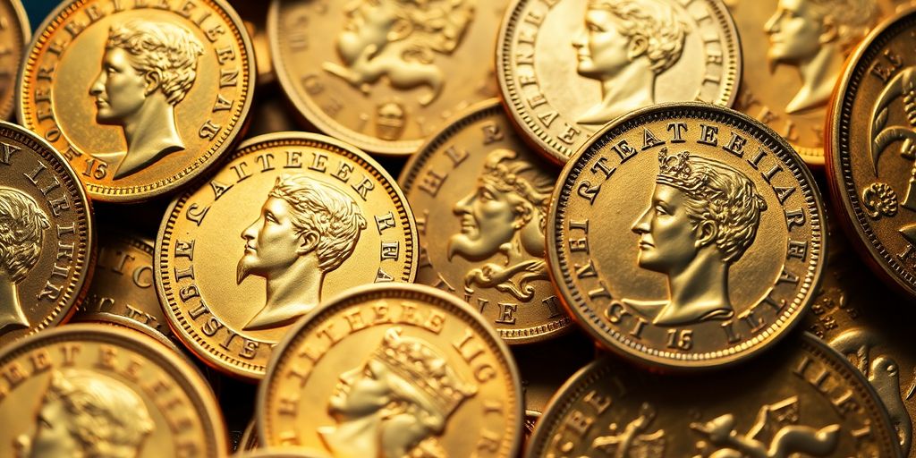 Collection de pièces d'or napoléoniennes anciennes.