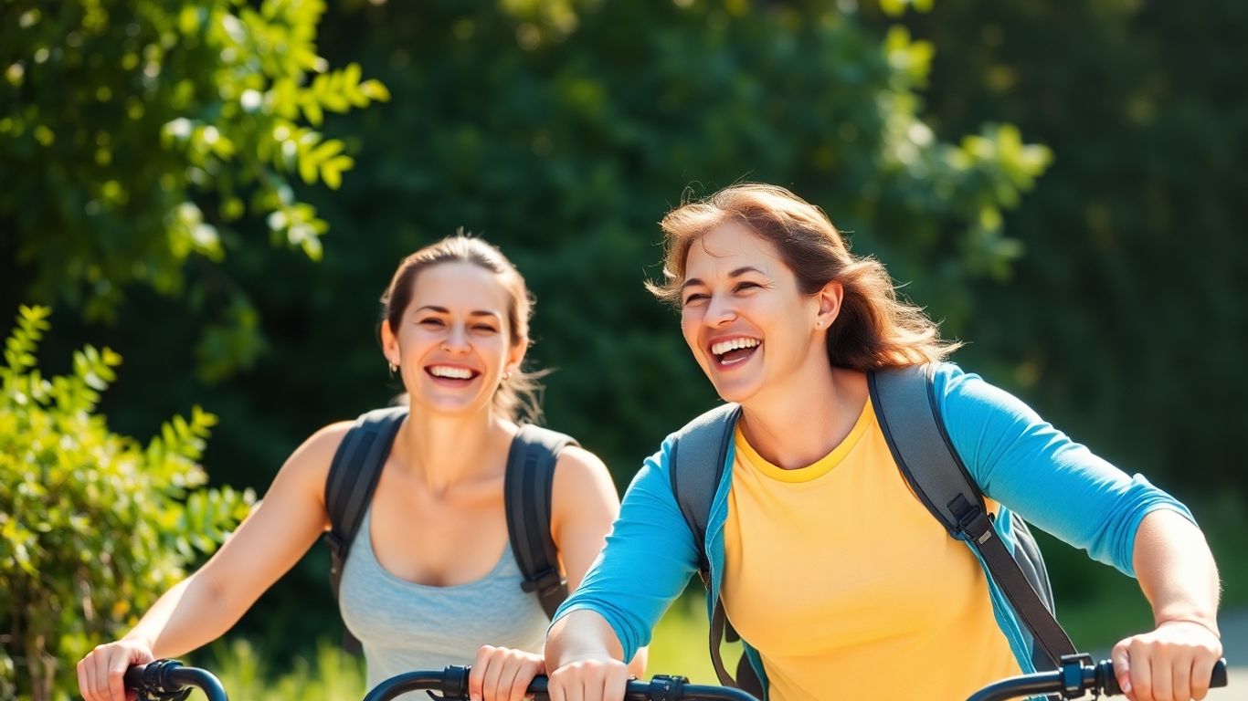 Energetic couple enjoying outdoor activity, promoting healthy lifestyle.