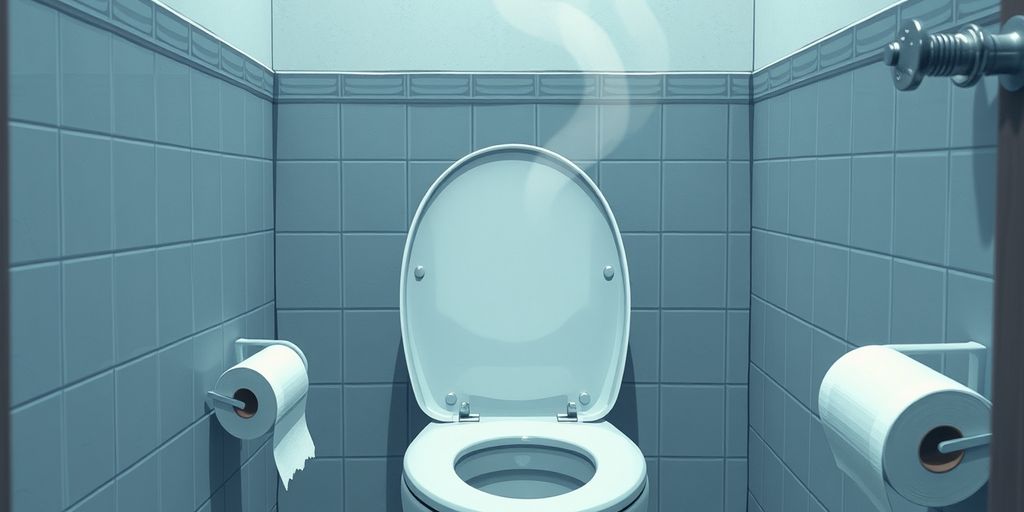 Hyper-realistic bathroom with toilet and toilet paper