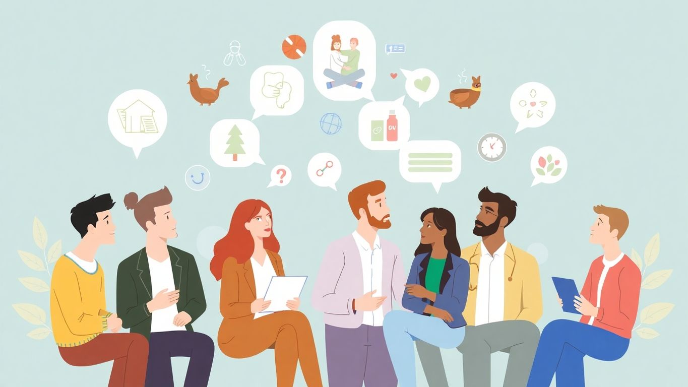 Mennesker som diskuterer interesser og livsstil.