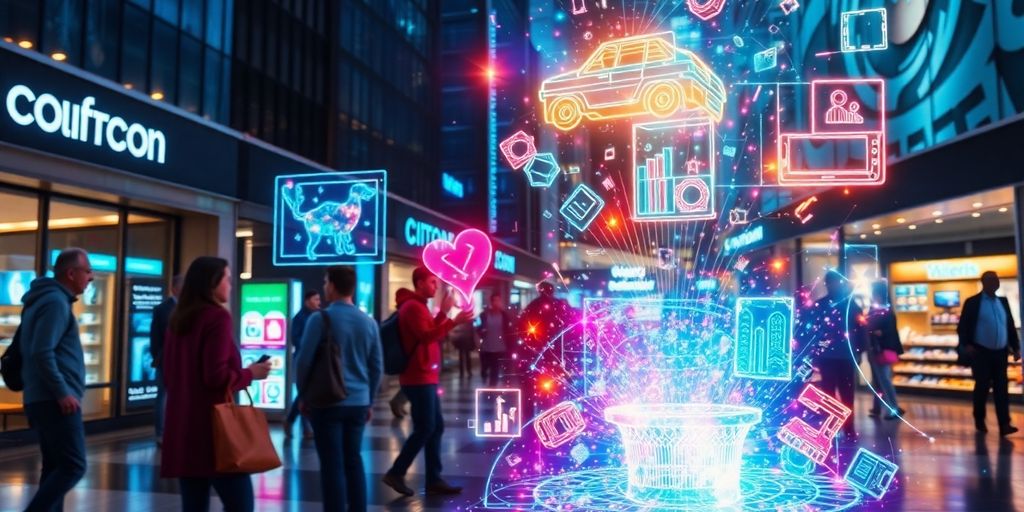 AR advertising transforming physical space with digital overlays.