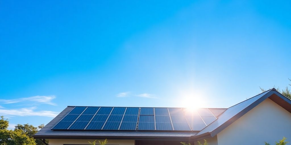 Solar panels on a house roof