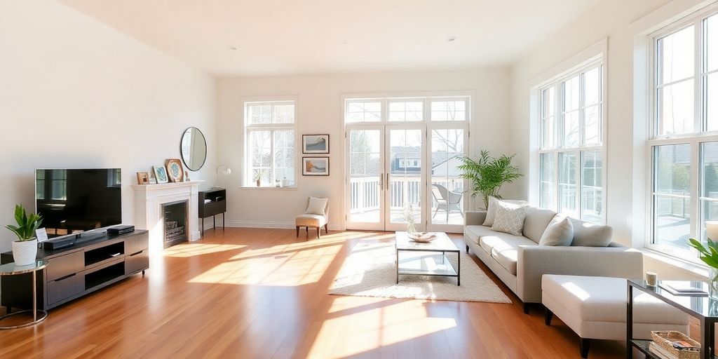 Finished home interior, natural light