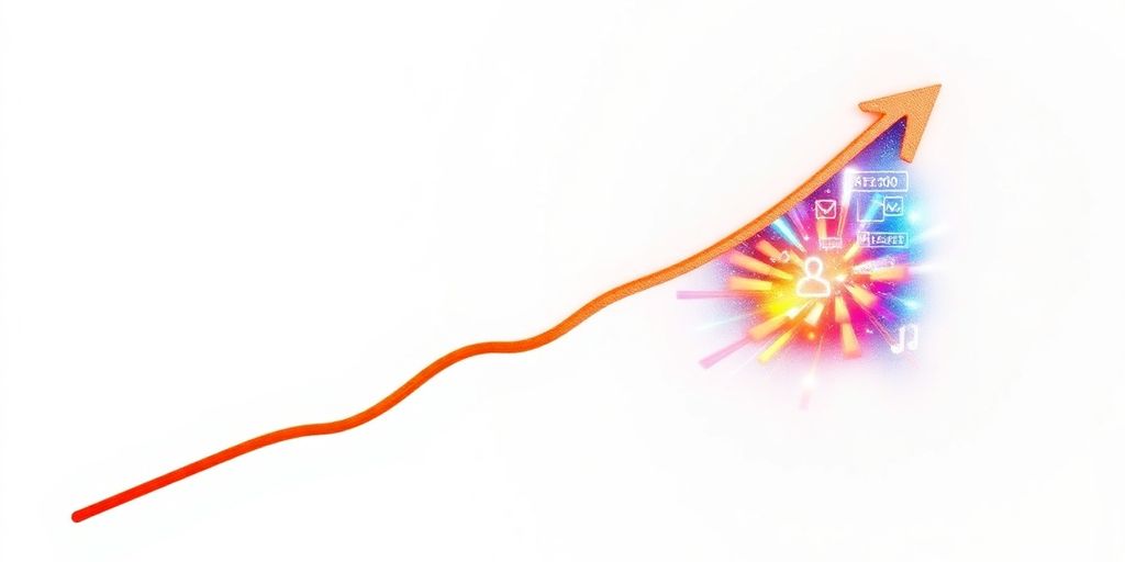 Arrow moving from a plain page to a vibrant ad.