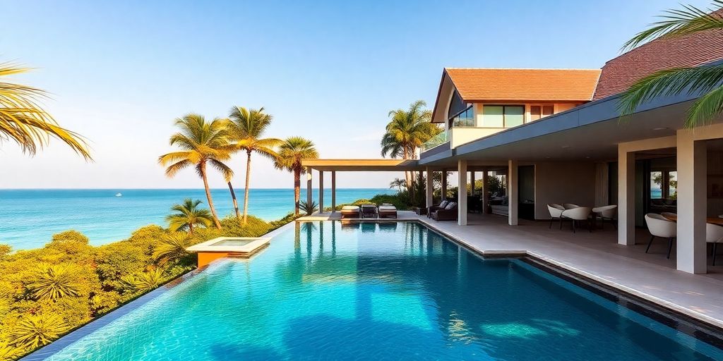 Modern villa with ocean view.