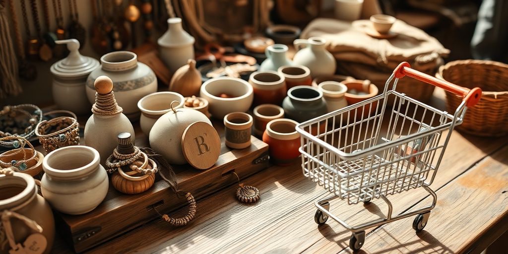 Etsy shop items with shopping cart