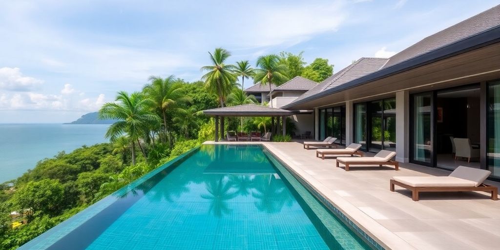 Luxurious Phuket property with ocean view and infinity pool.