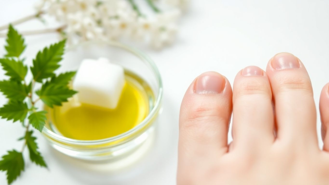 Healthy toenails with natural remedies in a bright setting.