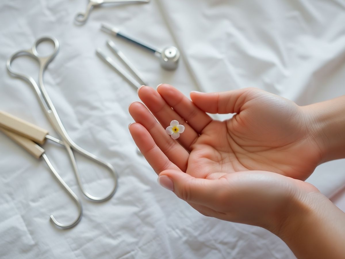 Echipamente medicale și mâini feminine delicate