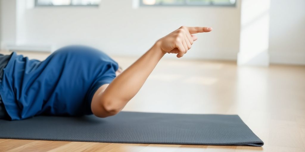 Person performing bicycle crunch on exercise mat.