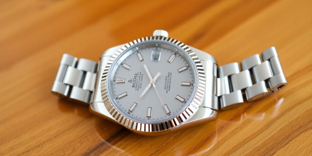 Rolex sat na drvenoj površini.