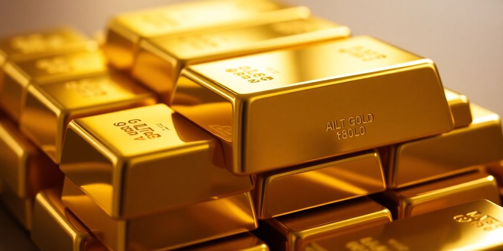 Lingots d'or brillants empilés