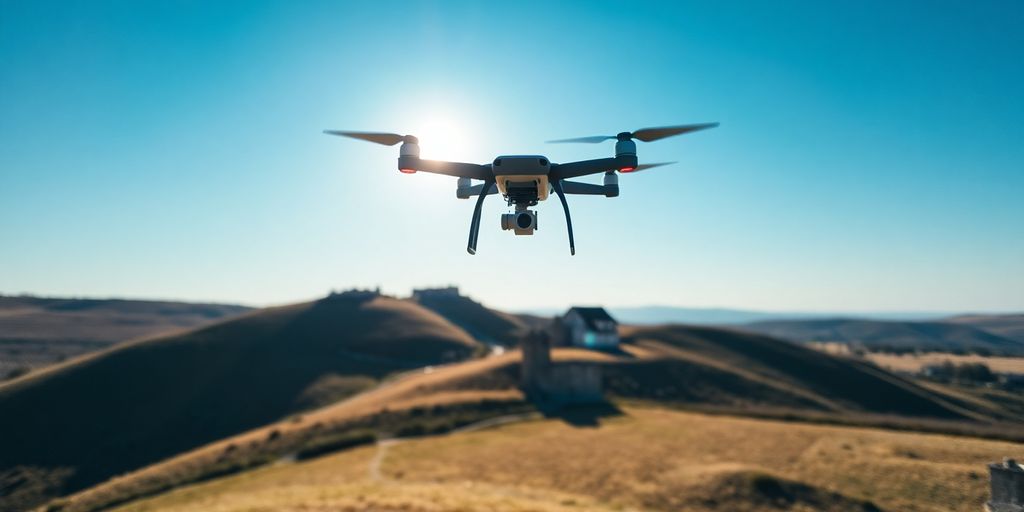 Drone volant au-dessus de paysages provençaux restreints