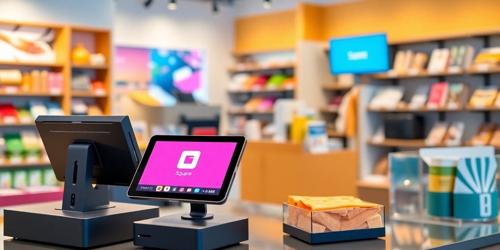 Système POS Square dans une boutique moderne.