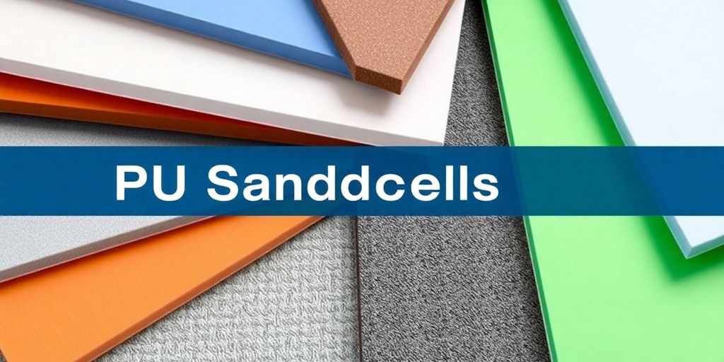 Colorful PU sandwich panels showcasing various material options.
