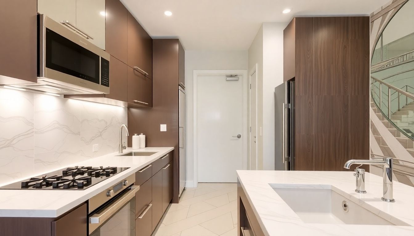 Modern kitchen and bathroom renovation with stylish features.