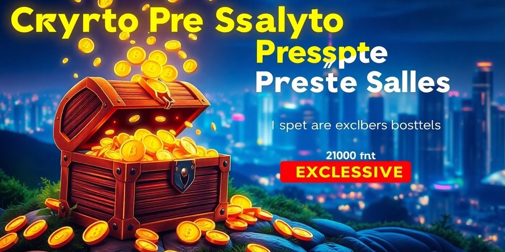 Treasure chest filled with crypto coins in a city.