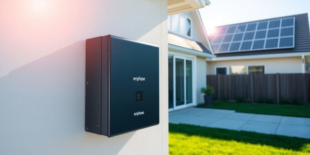 Batterie Enphase, modernes Haus, Solarmodule