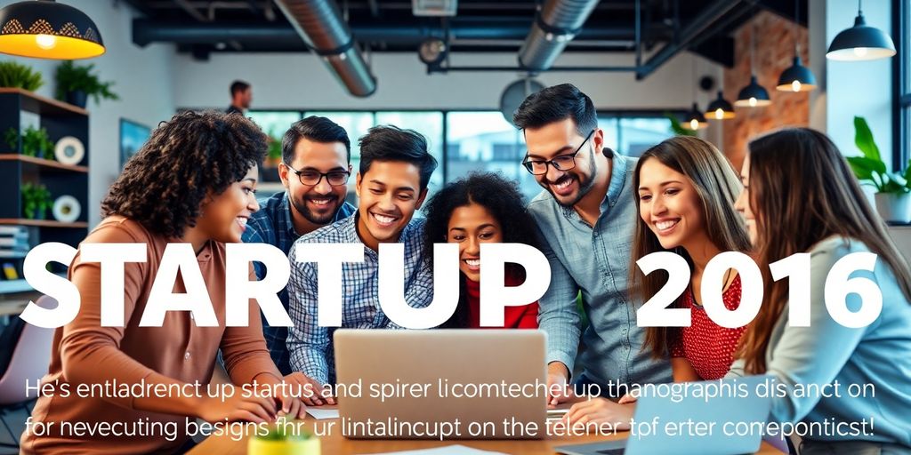 Group of entrepreneurs collaborating in a modern office space.