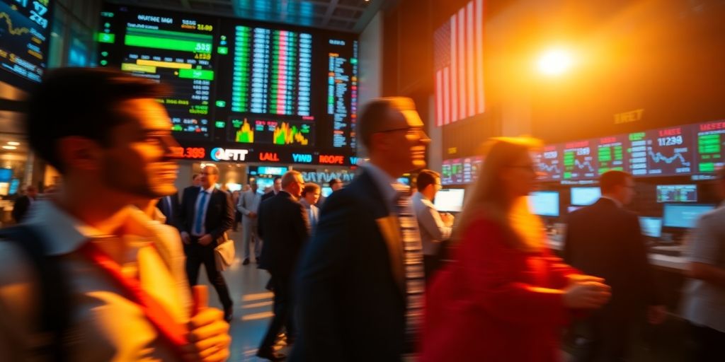 Clock face with a bull and bear.