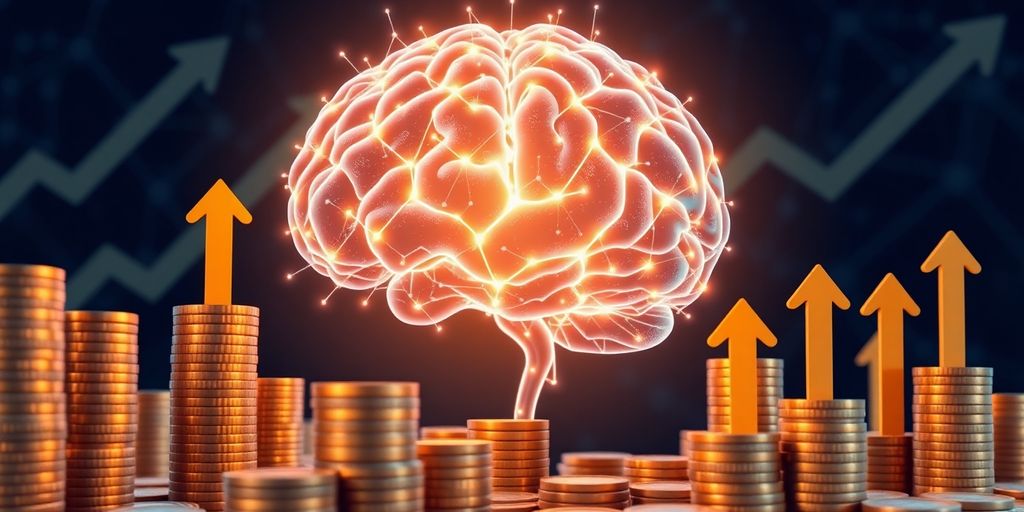 Cerveau numérique avec des connexions lumineuses et des pièces.