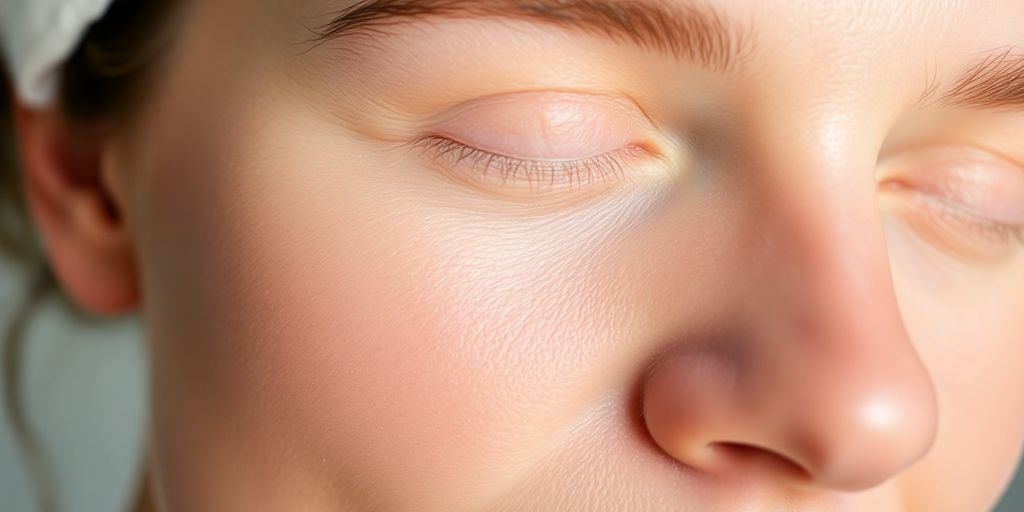 Close-up of clear, healthy skin after blackhead removal.