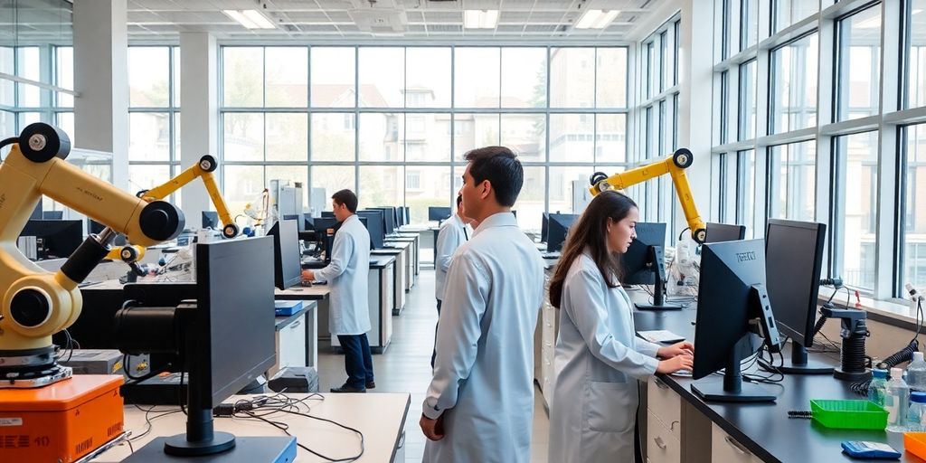Students and robotics in a high-tech Georgia Tech lab.