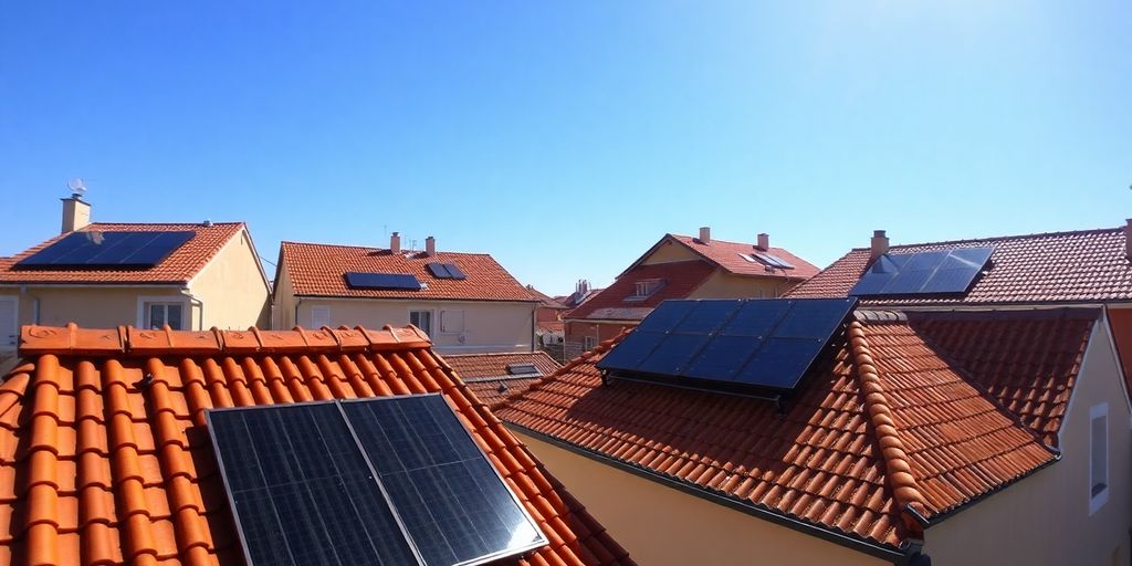 Solar panels on sunny roof