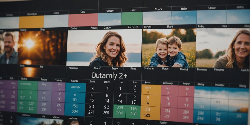 Color-coded family calendar showing overlapping events
