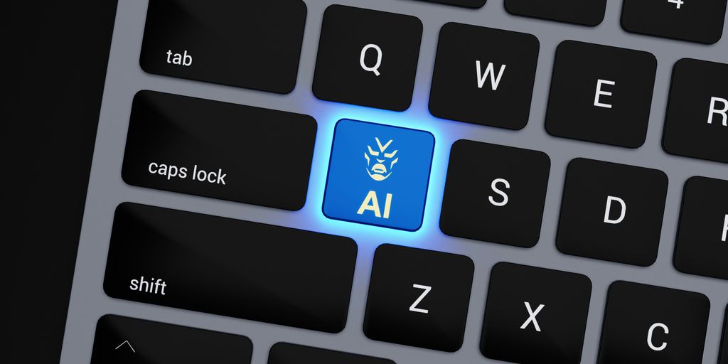 a computer keyboard with a blue light on it