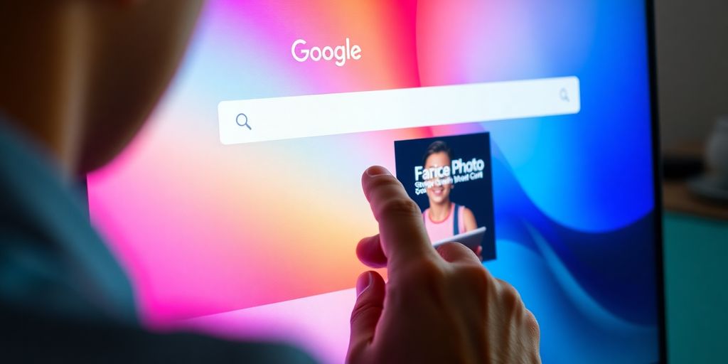 User uploading a photo to Google Search interface.