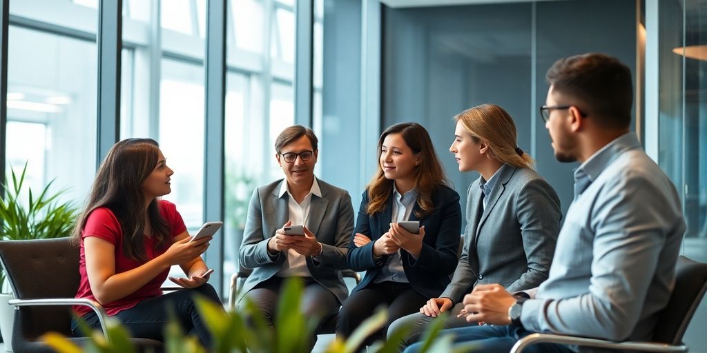 Groupe discutant de la sécurité des SMS professionnels.