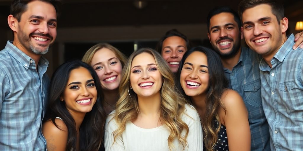 Amanda Bynes with friends and family, smiling together.