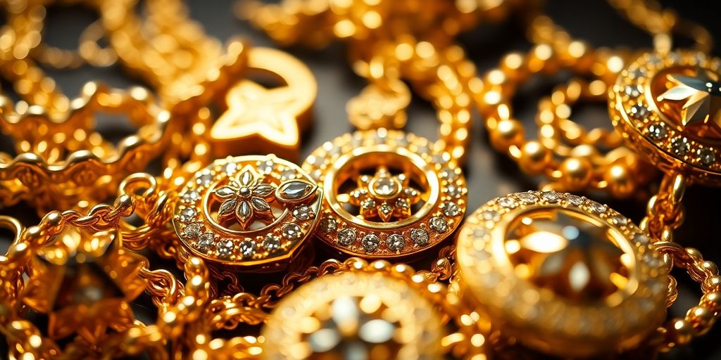 Une sélection de bijoux en or brillants.