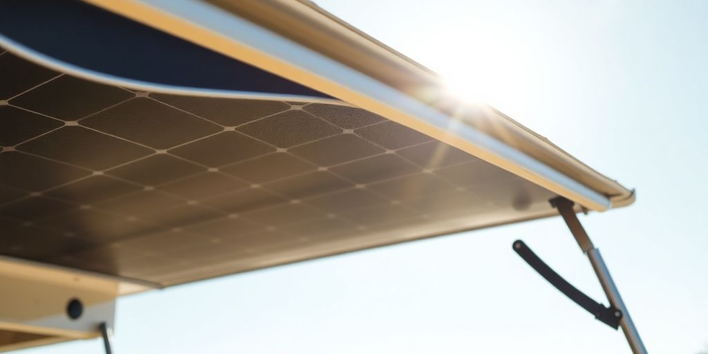 Flexible solar panel on a vehicle roof
