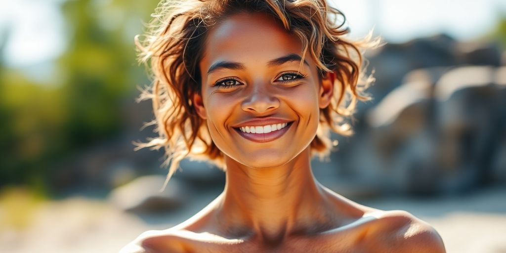 Person exercising outdoors with a healthy glow.