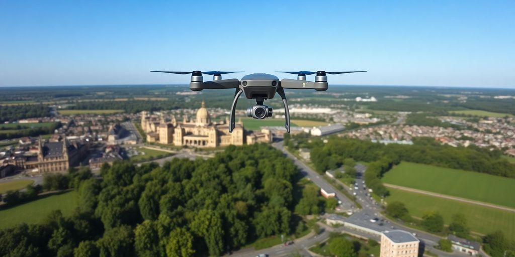 Dron volant au-dessus de Valenciennes et Maubeuge.